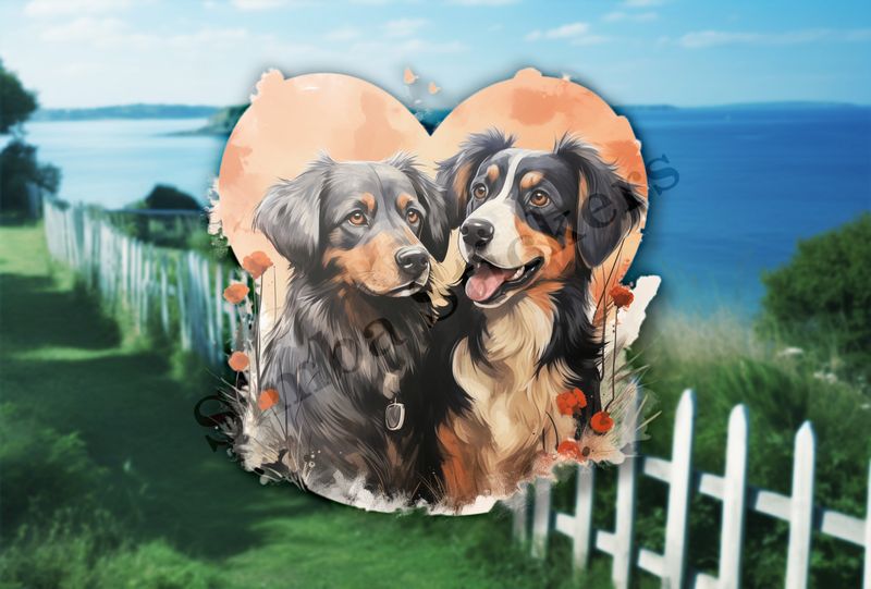 Dogs in love, watercolour