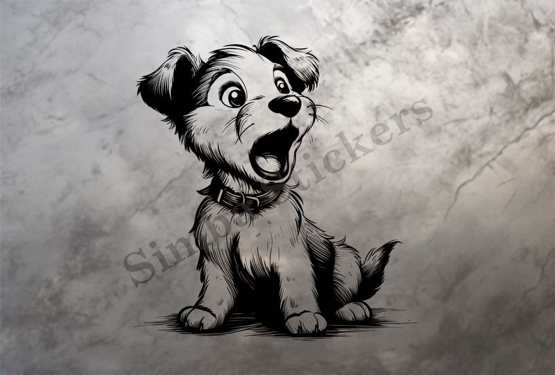 Puppy dog gasping, outline art