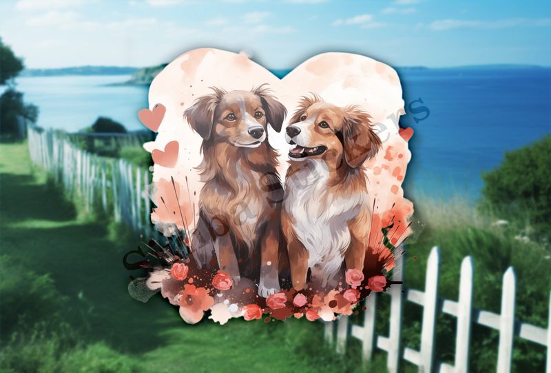 Dogs in love, watercolour
