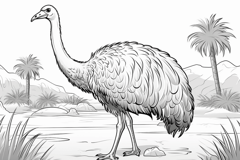 Colouring pages, Bundle of ostriches, 25 images