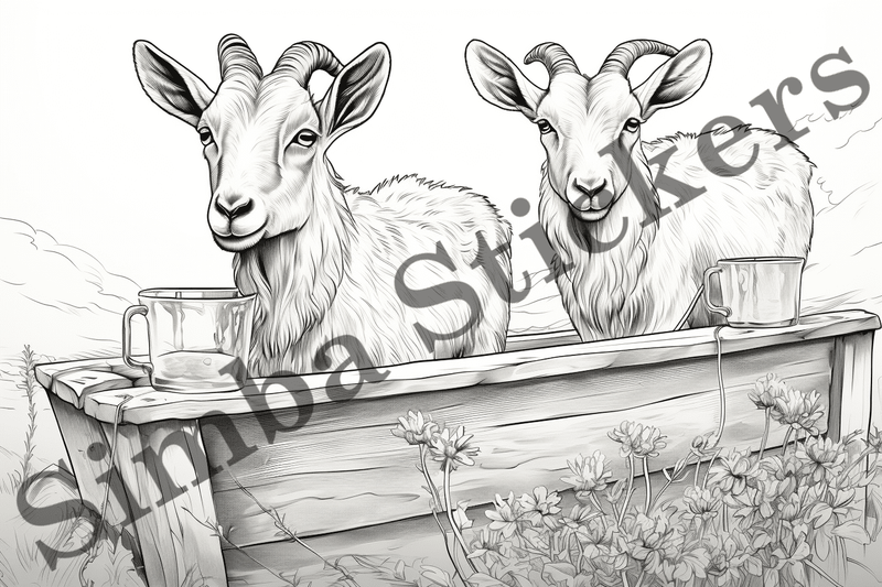 Colouring pages, Bundle of goats, 25 images
