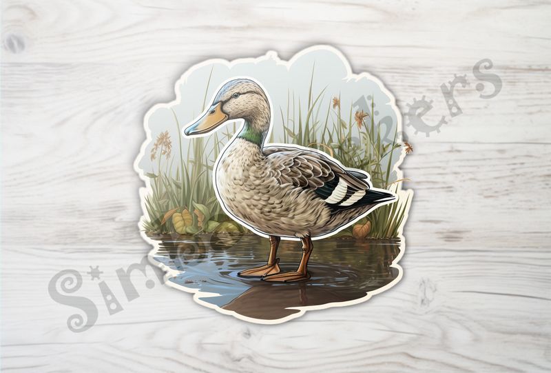 Ducks standing in shallow pond
