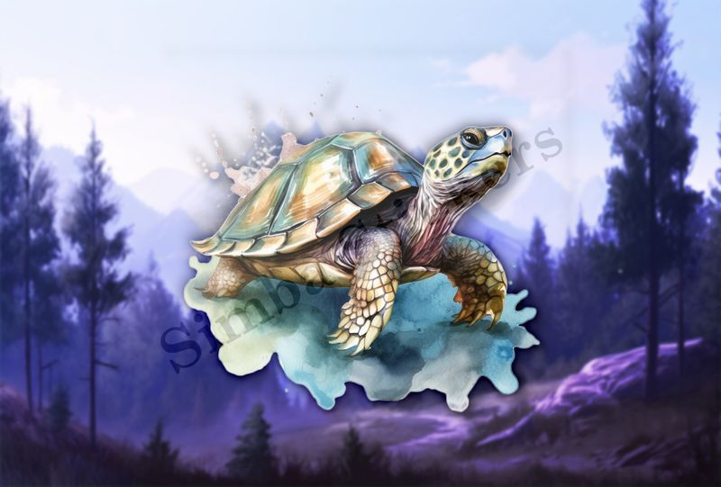Tortoise walking, watercolour
