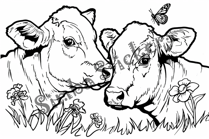 Colouring pages, bundle of cattle in love, 25 images