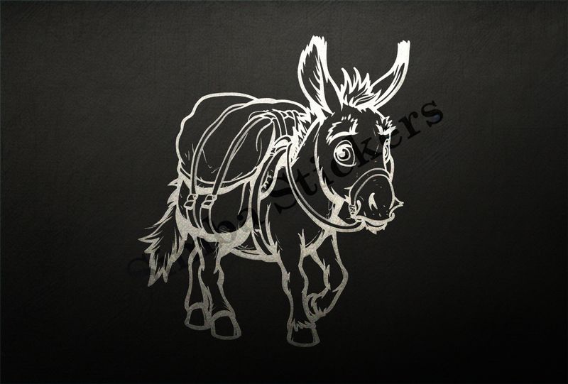 Small donkey carrying goods, outline art