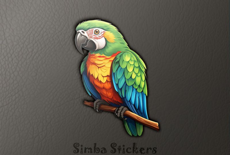 Greenish parrot with orangey chest and black beak, epiwsi