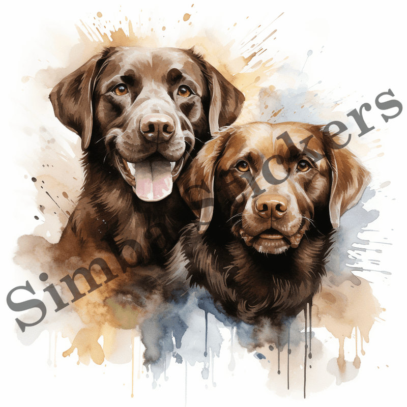 Labrador Retriever dogs, watercolour, image set, 10 images