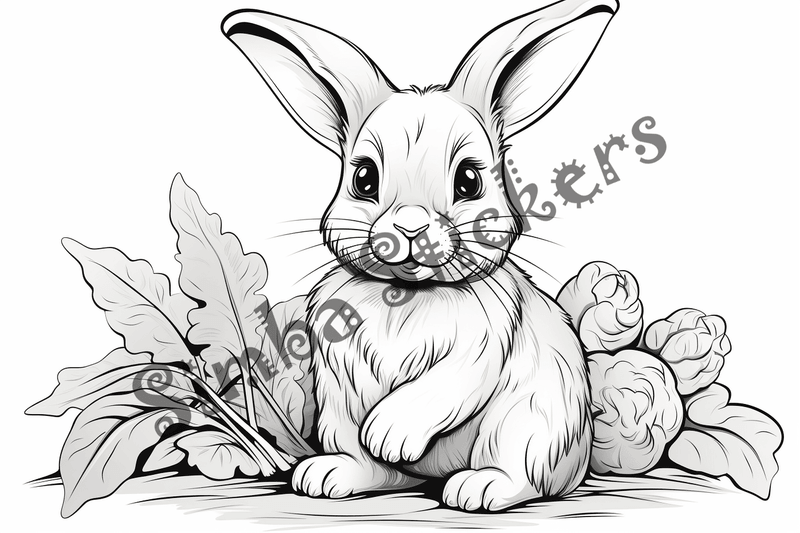 Colouring pages, bundle of rabbits, 25 images 2