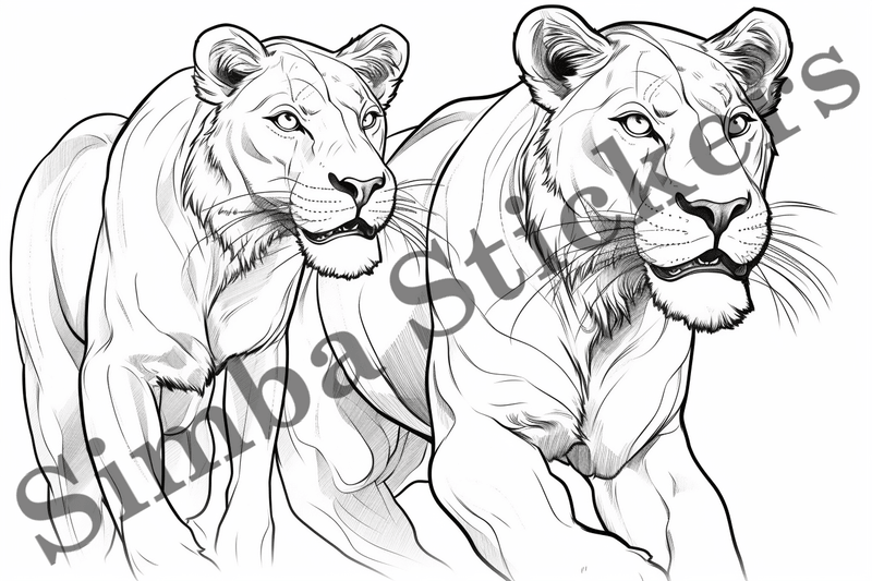 Colouring pages, Bundle of lions, 25 images