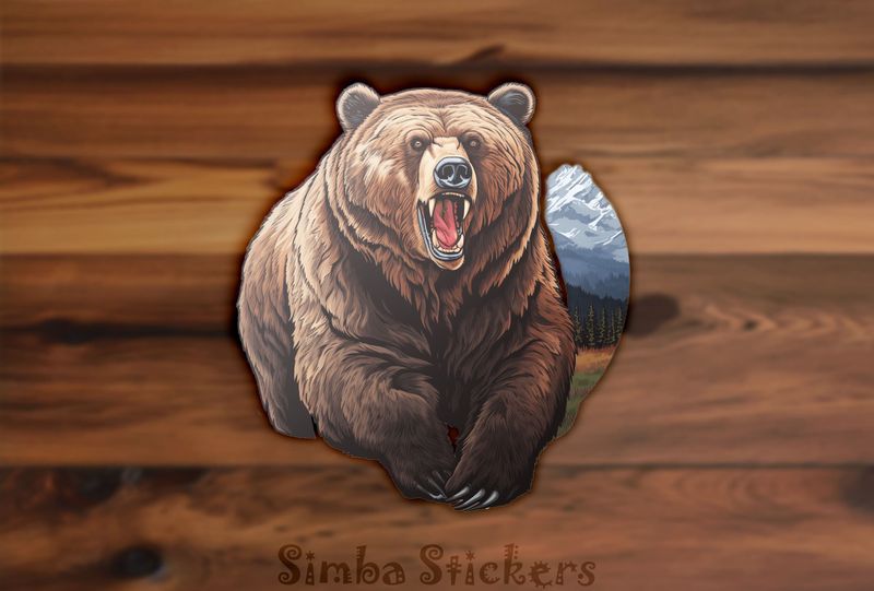 Bear running, mouth open, vy4zws