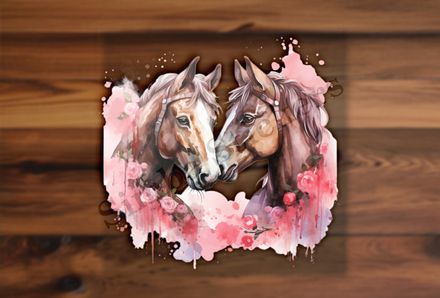 Horses in love, watercolour