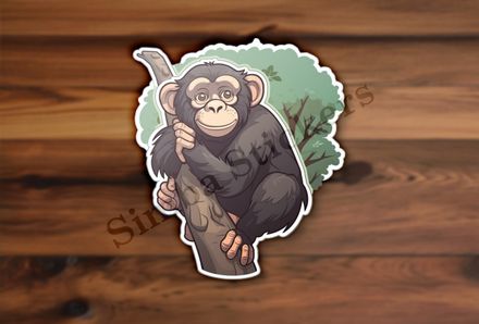 Chimpanzee on a branch in a tree