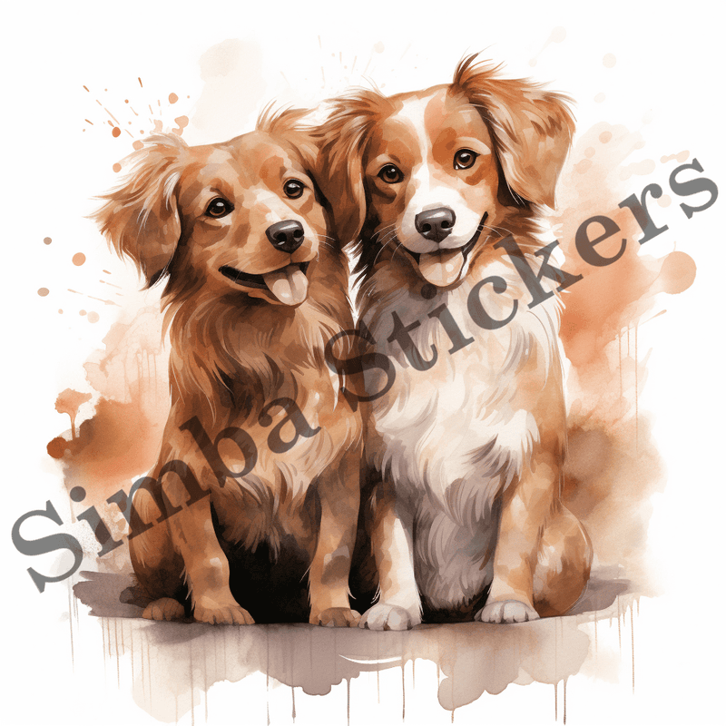Dogs in love, watercolour, image set, 10 images