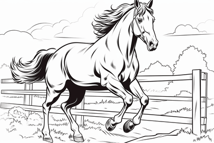 Colouring pages, bundle of horses running, 10 images
