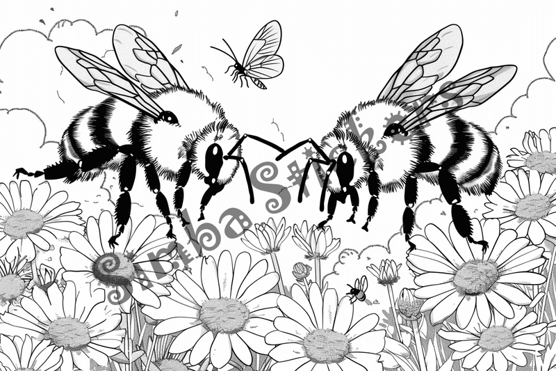 Colouring pages, bundle of bees, 25 images 2