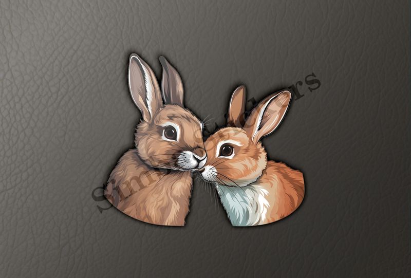 Rabbits in love , nose-to-nose