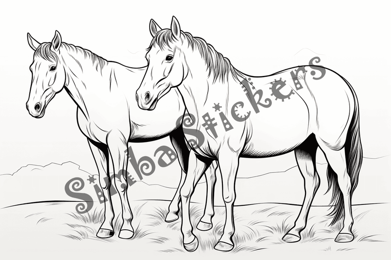 Colouring pages, bundle of mules, 25 images