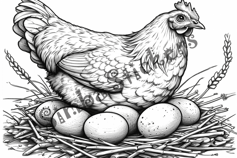 Colouring pages, bundle of chicken, 10 images