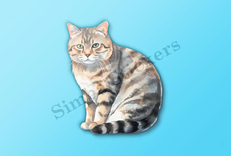 American Shorthair cat, watercolour