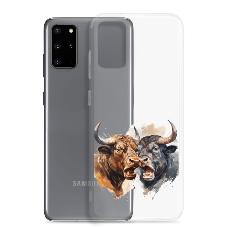 Clear Case for Samsung, Bulls facing up to each other, watercolour, dx5eff