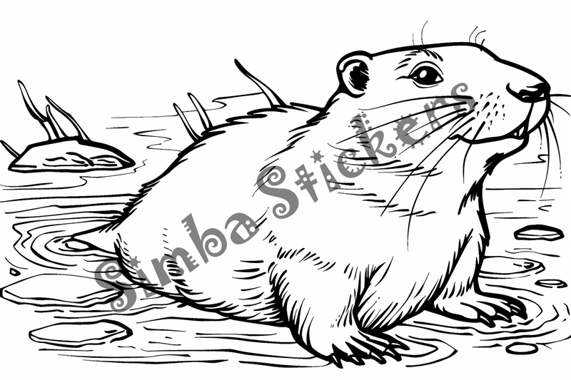 Colouring pages, bundle of groundhogs in water, 10 images