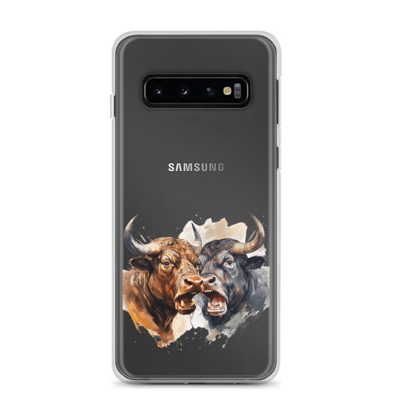 Clear Case for Samsung, Bulls facing up to each other, watercolour, dx5eff
