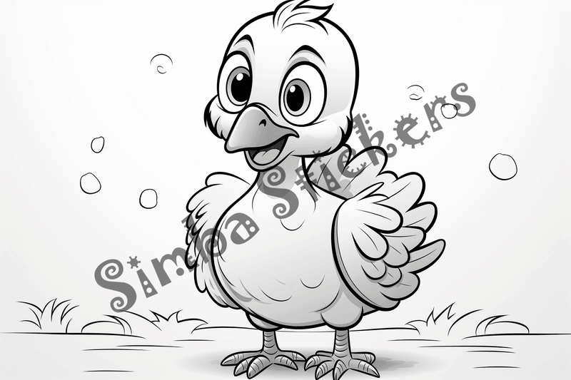Colouring pages, bundle of individual turkey poults, 10 images
