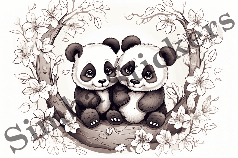 Colouring pages, bundle of pandas in love, 10 images, 3qy9m5