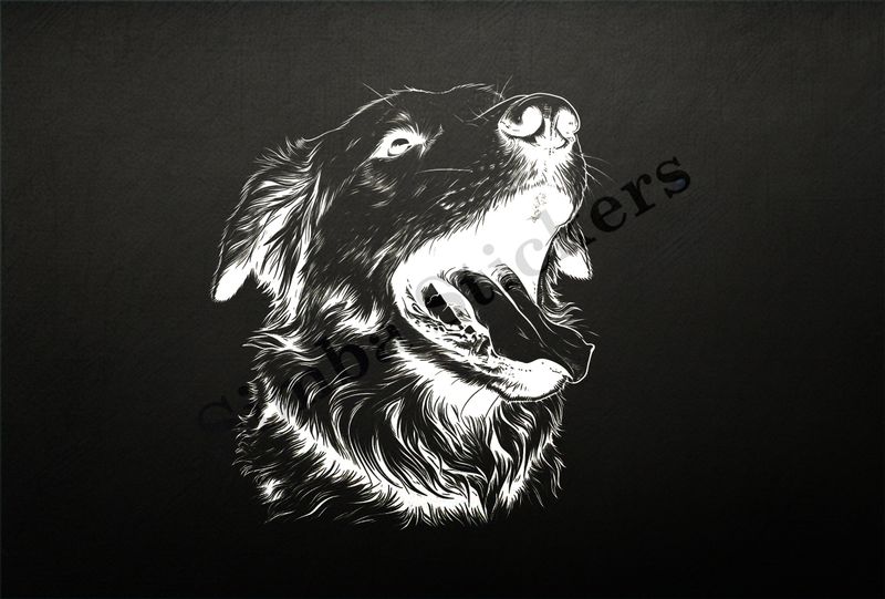 Dog panting, outline art, nejznf