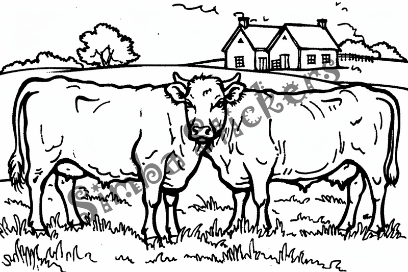 Colouring pages, bundle of cattle, 25 images 2