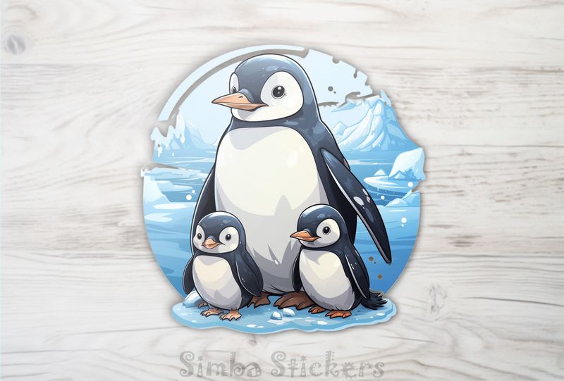 Mother penguin with younglings, ngrmjz