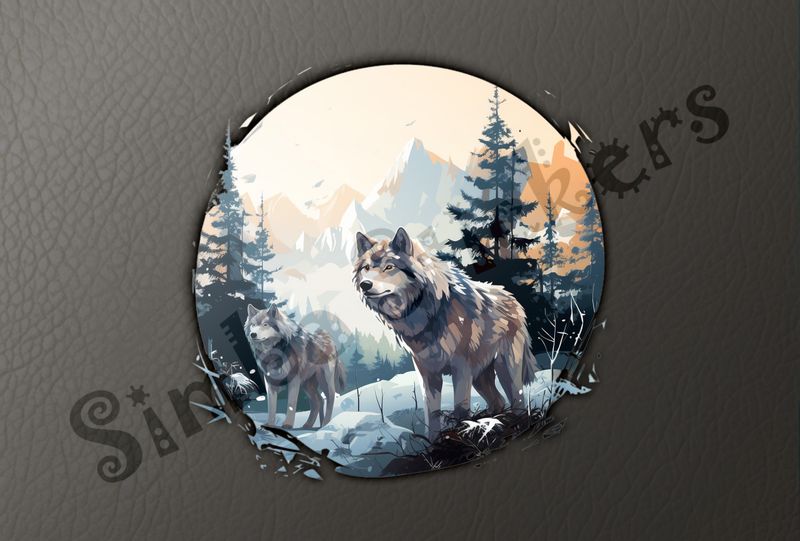 Wolves in a snowy forest