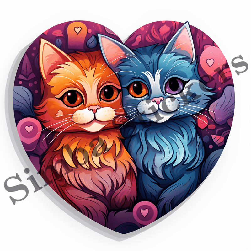 Cats in love, image set, 10 images