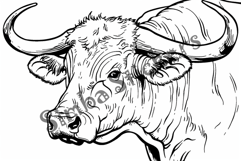 Colouring pages, bundle of cattle bulls, 10 images