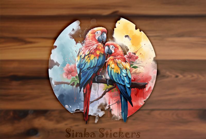 Parrots perching romantically, watercolour, h3l8qr