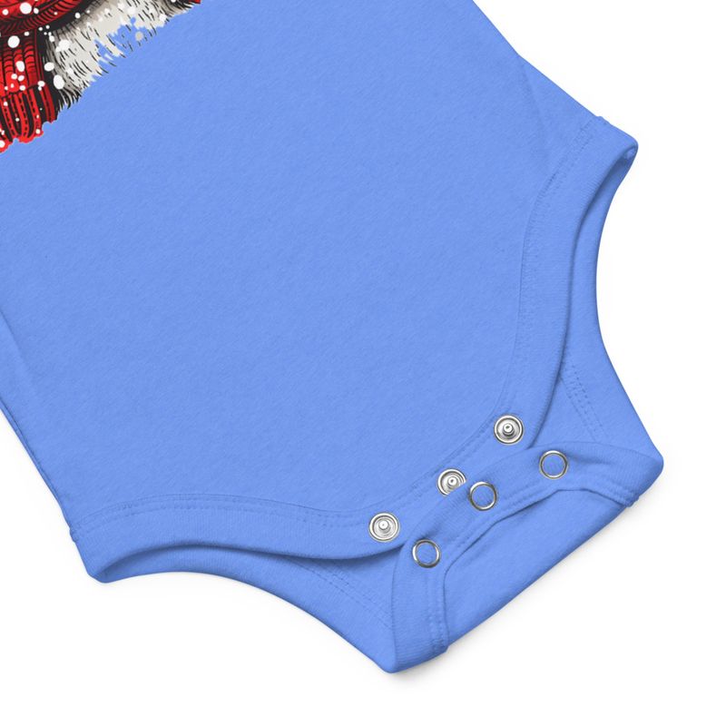 Baby Short Sleeve One Piece, 3-24 Months, Mouse wearing red winter hat and scarf in the snow, xg8dl3