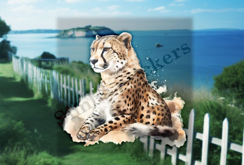 Cheetah sitting, watercolour