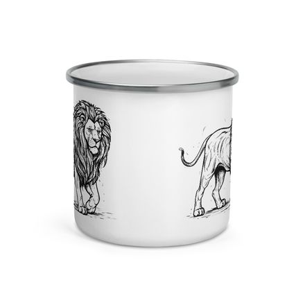 Enamel Mug, Lion walking majestically, same direction