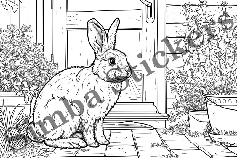 Colouring pages, Bundle of hares, 25 images
