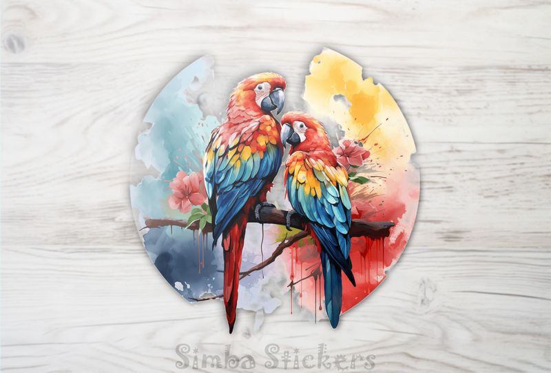 Parrots perching romantically, watercolour, h3l8qr