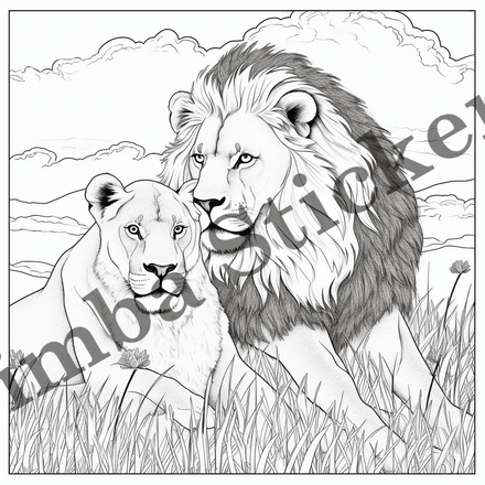 Colouring pages, Bundle of lions, 10 images