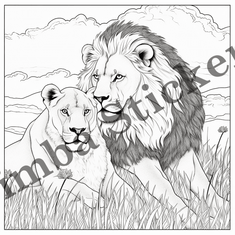 Colouring pages, Bundle of lions, 10 images