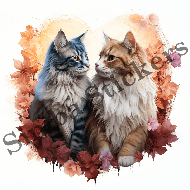 Cats in love, image set, 10 images