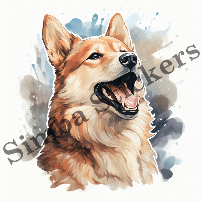 Akita dogs, watercolour, image set, 10 images