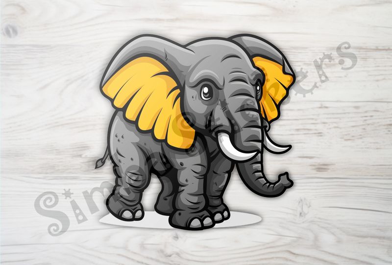 Cute elephant with yellow ears