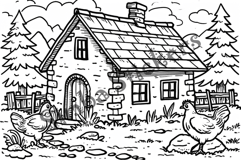 Colouring pages, bundle of chicken, 10 images