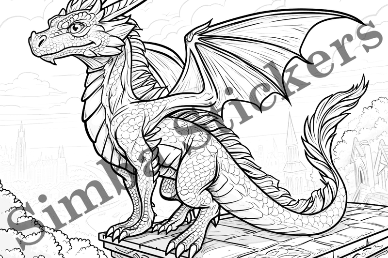 Colouring pages, bundle of dragons, 25 images