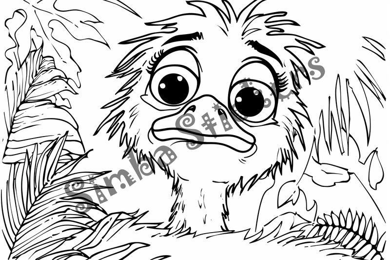Colouring pages, bundle of ostriches, 25 images