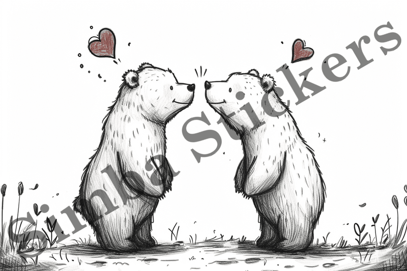 Colouring pages, Bundle of bears in love, 10 images