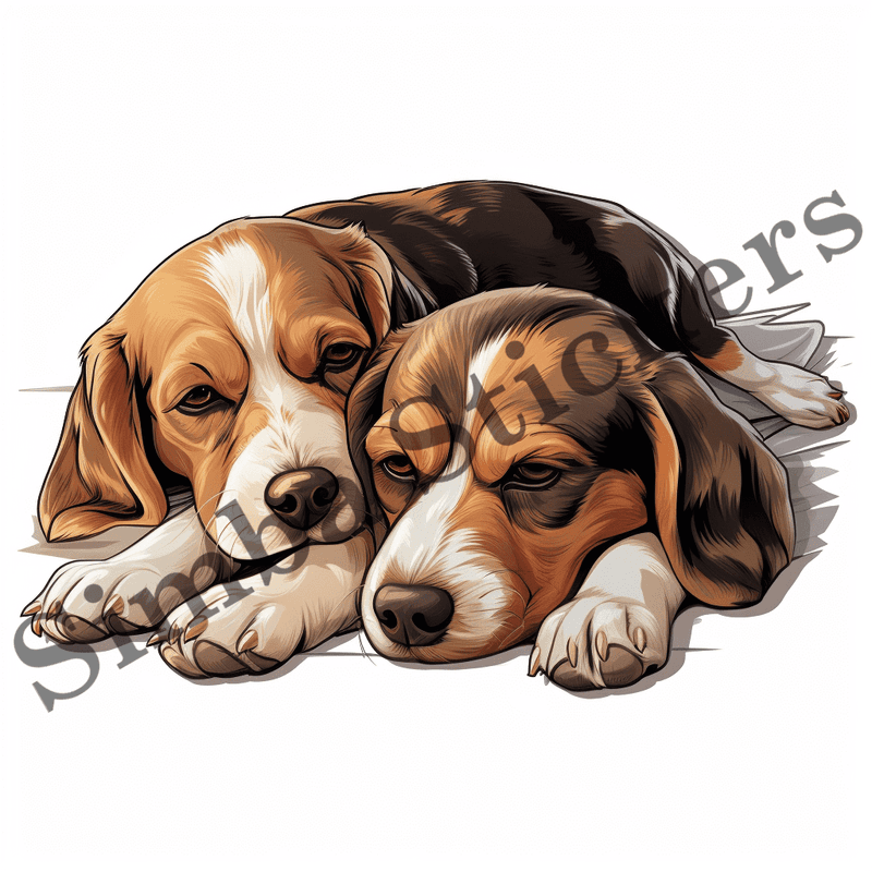 Beagle dogs cuddling, image set, 10 images